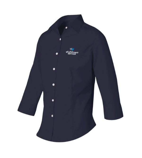 Ladies Three-Quarter Sleeve Baby Twill Shirt [13V0527] - Image 3