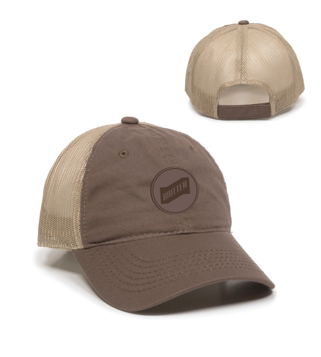 Garment Washed Trucker Hat with Leather Patch - Britten [FWT-130 ...