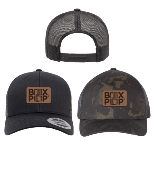 Adjustable Six-Panel Trucker Cap with Leather Patch - BoxPop [YP6606]
