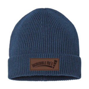 Sustainable Fine Rib Cuffed Beanie with Leather Patch [Incredible Mo's] [ANDY]