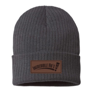 Sustainable Cable Knit Cuffed Beanie Leather Patch [Incredible Mo's] [SHORE]