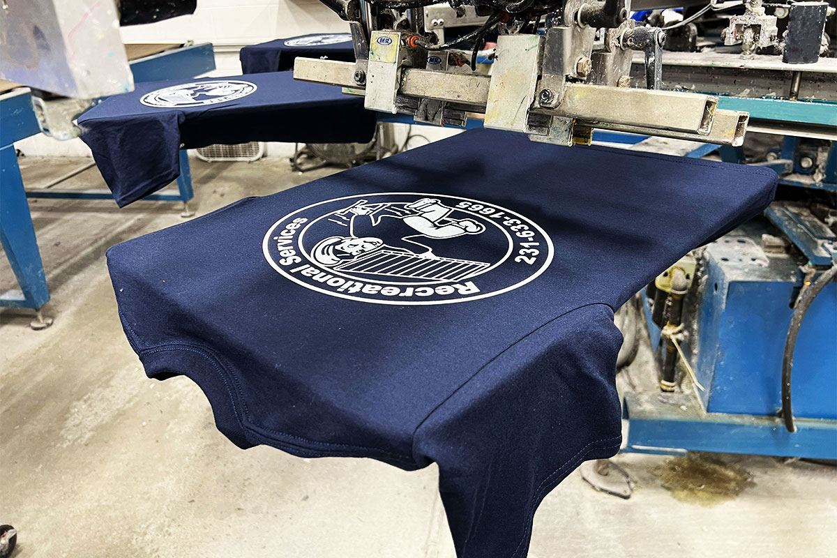 T-Shirts on Screen Printing Press