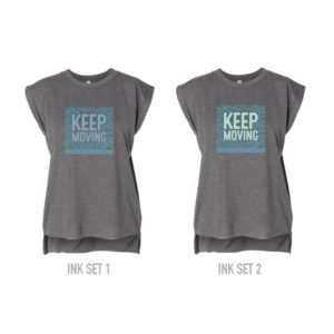 Women’s "Keep Moving" Flowy Rolled Cuffs Muscle Tee [8804]