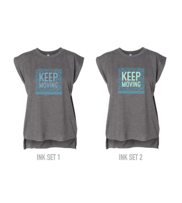 Women’s "Keep Moving" Flowy Rolled Cuffs Muscle Tee [8804]