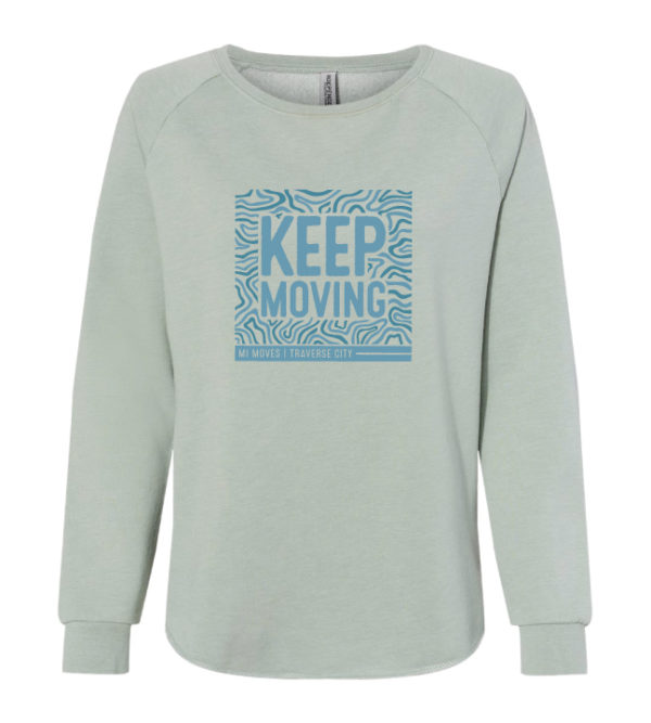 Women's "Keep Moving" California Wave Wash Crewneck Sweatshirt [PRM2000]