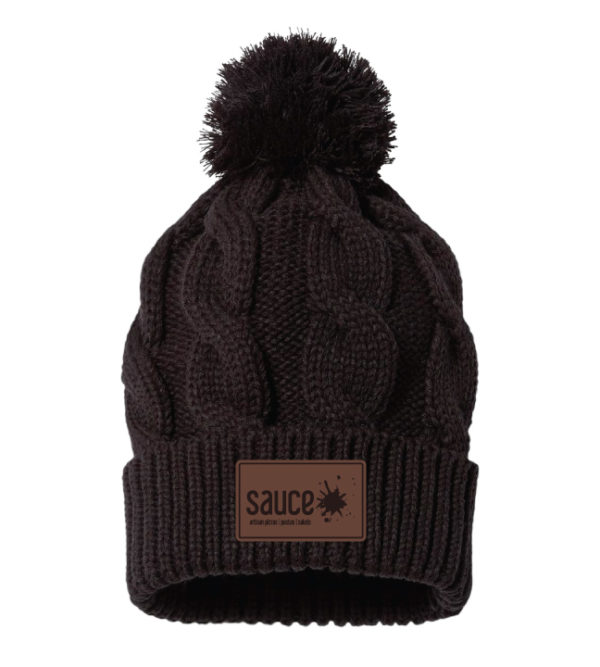 Chunk Twist Cuffed Beanie Leather Patch [Sauce] [141R]