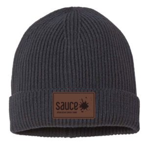 Sustainable Fine Rib Cuffed Beanie with Leather Patch [Sauce] [ANDY]