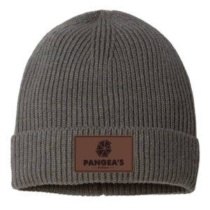 Sustainable Fine Rib Cuffed Beanie with Leather Patch [Pangea's Pizza] [ANDY]