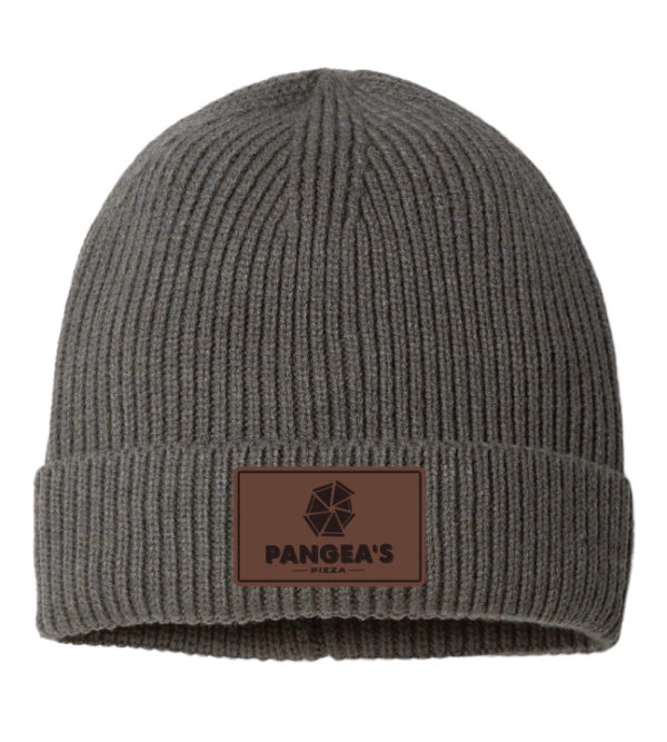 Sustainable Fine Rib Cuffed Beanie with Leather Patch [Pangea's Pizza] [ANDY]