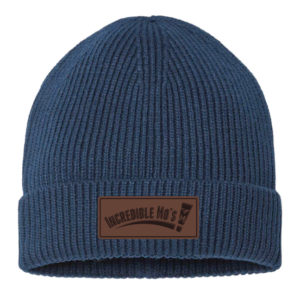 Sustainable Fine Rib Cuffed Beanie with Leather Patch [Incredible Mo's] [ANDY]