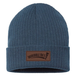 Sustainable Cable Knit Cuffed Beanie Leather Patch [Incredible Mo's] [SHORE]