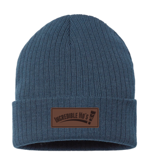 Sustainable Cable Knit Cuffed Beanie Leather Patch [Incredible Mo's] [SHORE]