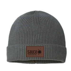 Sustainable Fine Rib Cuffed Beanie with Leather Patch [Sauce] [ANDY]