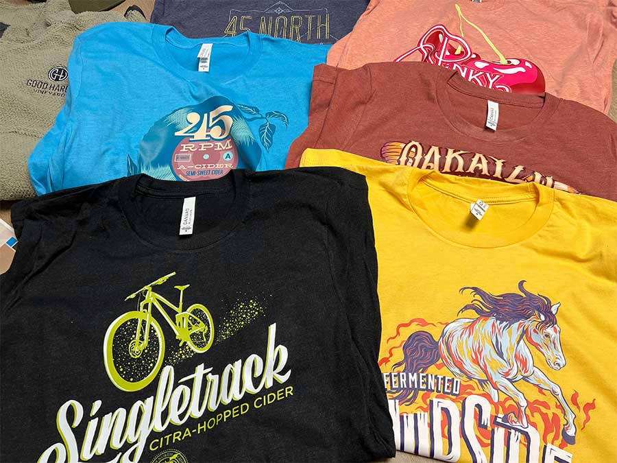 Direct-to-Film (DTF) Transfers on colorful t-shirts